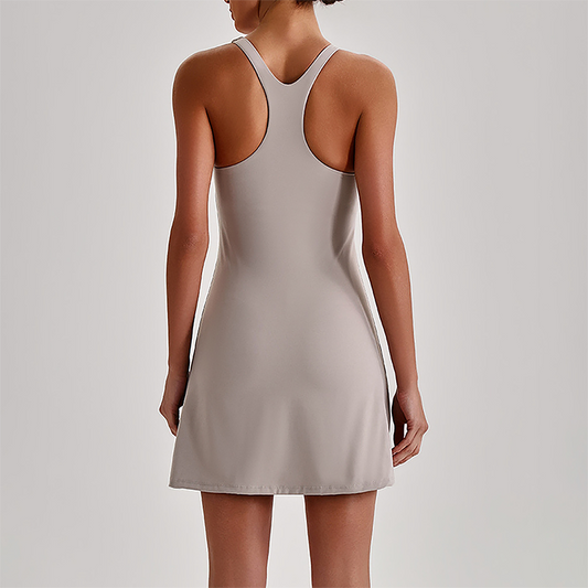 Wholesale Naked-Feel Anti-Exposure Sports Tennis Dress with Built-In Bra – Quick-Dry Active Dress