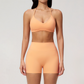 Wholesale Women's Halter Neck Sports Bra & High-Waist Booty Shorts Set – Seam-Detail Quick-Dry 2-Piece Yoga Set