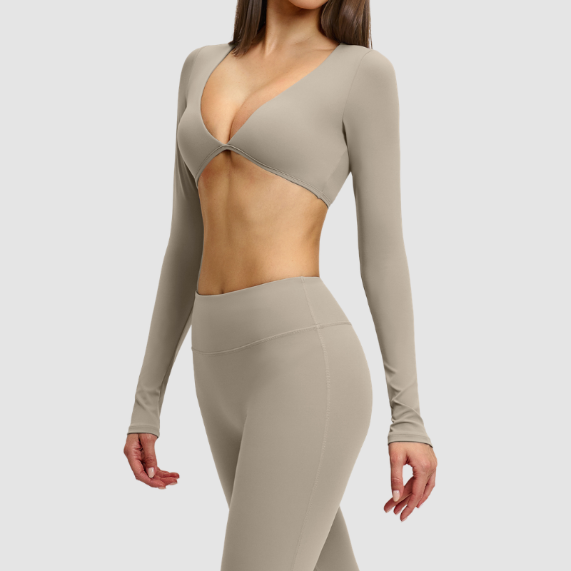 Wholesale Long Sleeve V-Neck Fashion Short | Wonderxfans bulk activewear