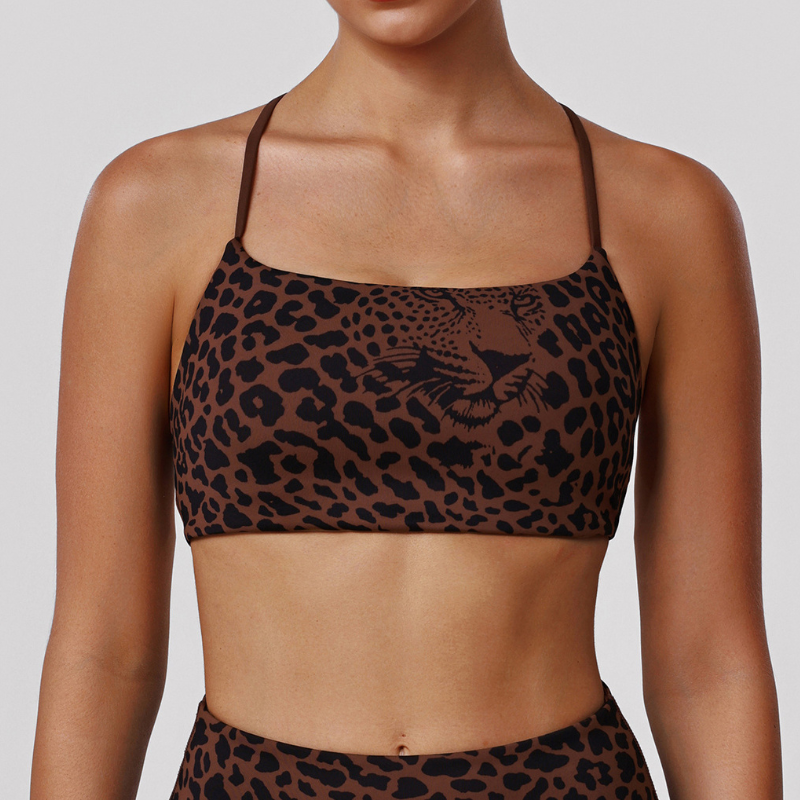 Wholesale leopard print sports bra