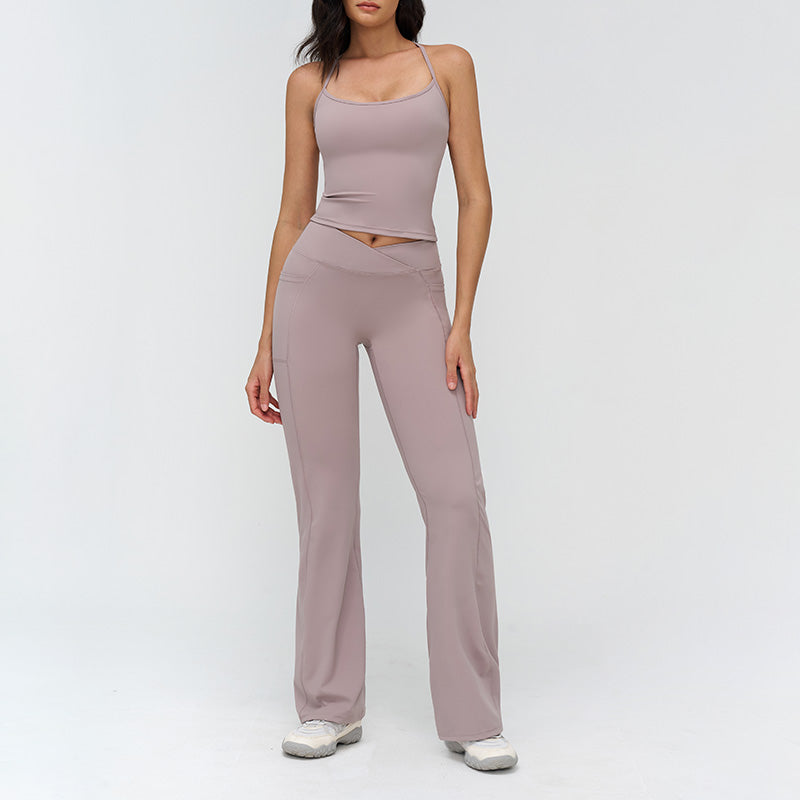 Racerback tank top + Flared pants 2-piece set