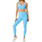 Contrasting color removable bra pads + athletic leggings 2-piece set