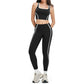 Women's contrasting color backless tank top + high-waisted leggings 2-piece set