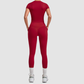 Wholesale Women's Naked-Feel Short Sleeve Top + High-Waist Leggings Set – Peach Lift Yoga Fitness Activewear