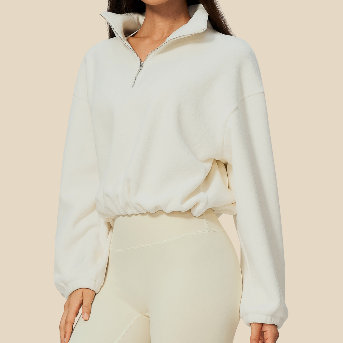 Wholesale Women's Activewear Fleece-Lined Stand-Collar Half-Zip Sweatshirt