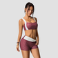 Wholesale Women's Colorblock Polka Dot Yoga Set – Strappy Bra & Shorts