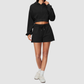 Wholesale Women's Relaxed Fleece-Lined  Zip Up Hoodie & Sweat Shorts Set
