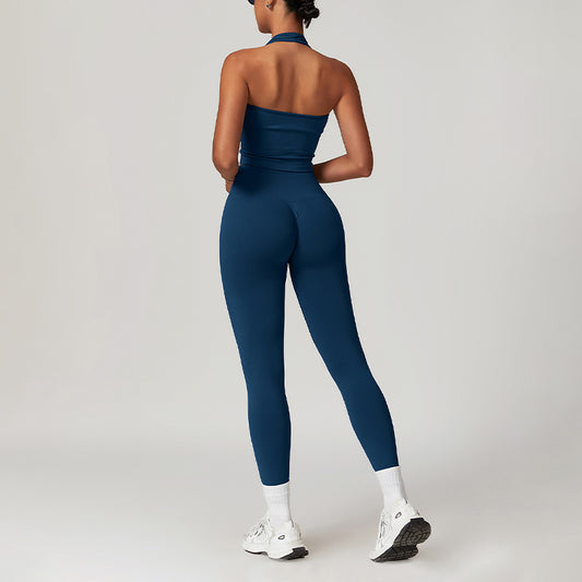 Wholesale Seamless Halterneck Threaded Yoga Bra | Wonderxfans bulk activewear
