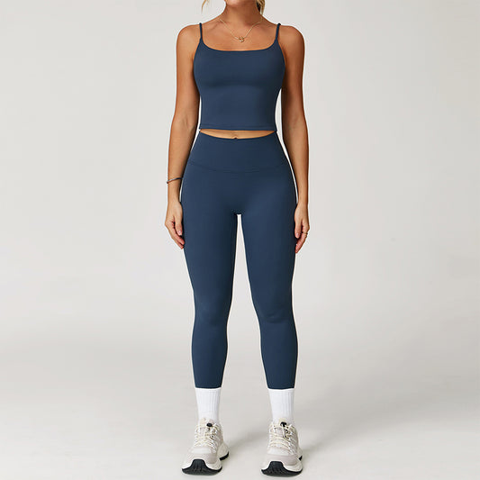 Brushed Thin straps tank top + High-Waist leggings 2-Piece Set