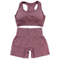 Seamless I-shaped backless bra and shorts two-piece set