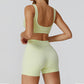 Contrasting Color Sports Bra + high waist shorts 2-piece set