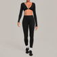 Wholesale Women's Activewear Cropped Long-Sleeve Top & High-Waist Leggings Yoga Set