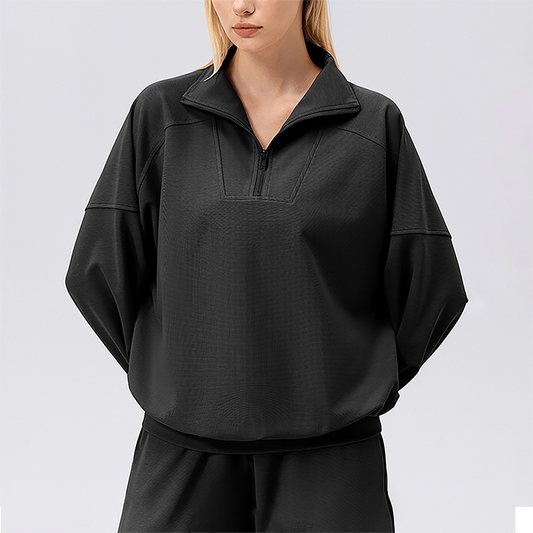 Wholesale Women's Half-Zip Pullover Sports Sweatshirt – Relaxed Fit Outdoor Running Jacket