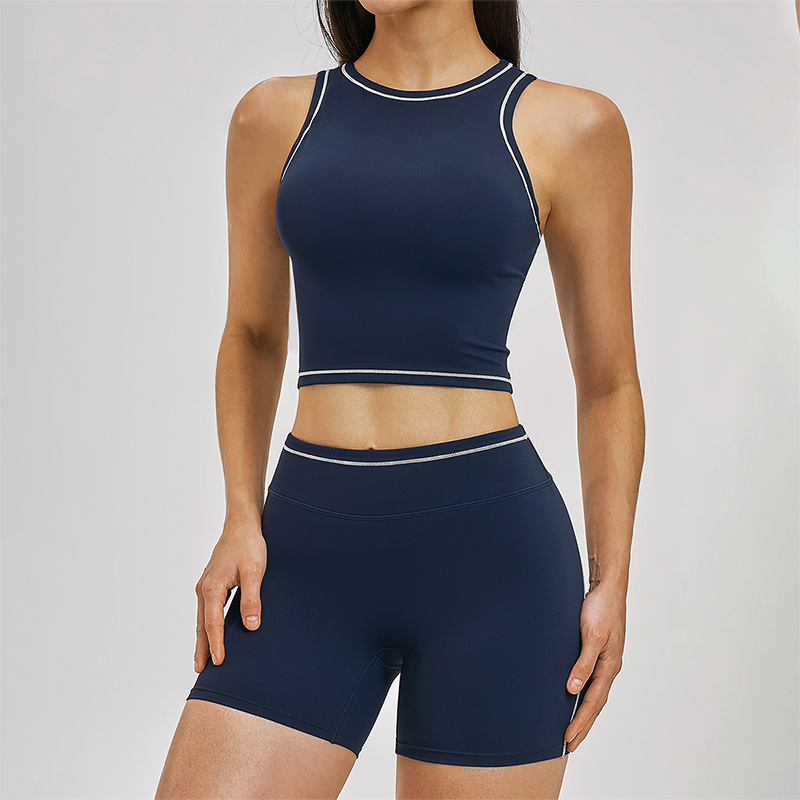 Wholesale contrasting sleeveless fitness yoga tops