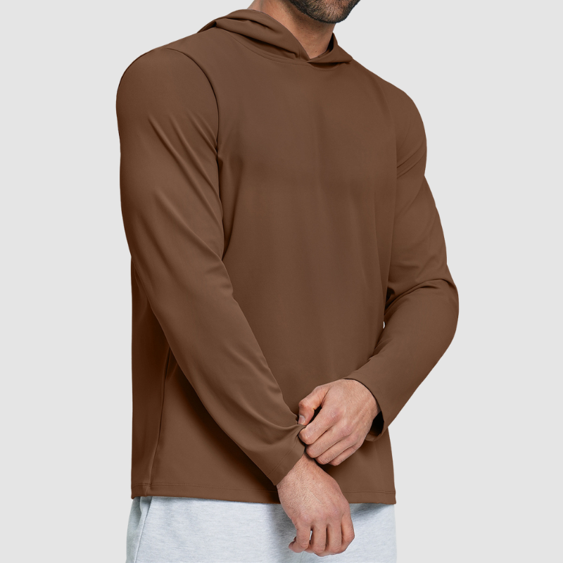 Wholesale Men's Hooded Long Sleeve Athletic Top – Moisture-Wicking Gym Fitness Training Shirt