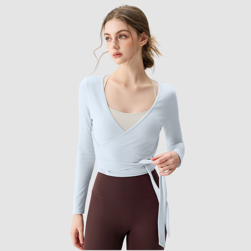 Wholesale Slim Fit Tie Front Yoga Top