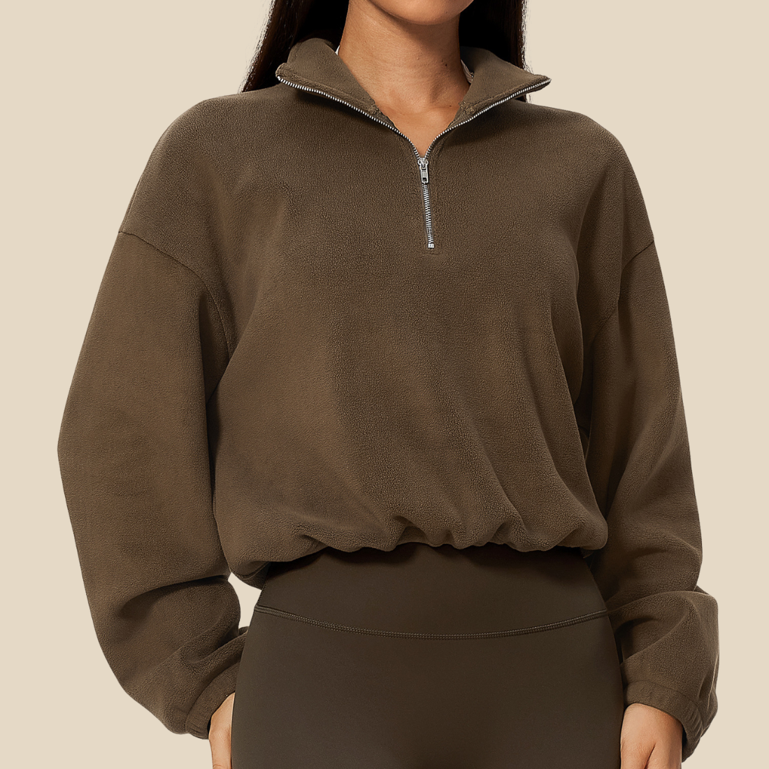 Wholesale Women's Activewear Fleece-Lined Stand-Collar Half-Zip Sweatshirt