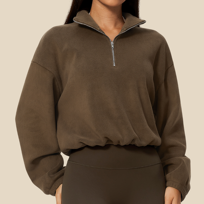 Wholesale Women's Activewear Fleece-Lined Stand-Collar Half-Zip Sweatshirt