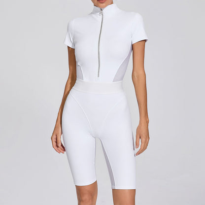 Wholesale Cinched waist polo short-sleeved yoga | Wonderxfans bulk activewear