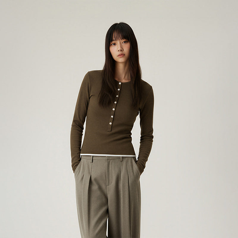 Long-sleeved T-shirt with waist slim