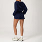LOOSE HOODED AND FULL ZIPPER SWEATSHIRT + DRAWSTRING SHORTS 2 PIECES SET