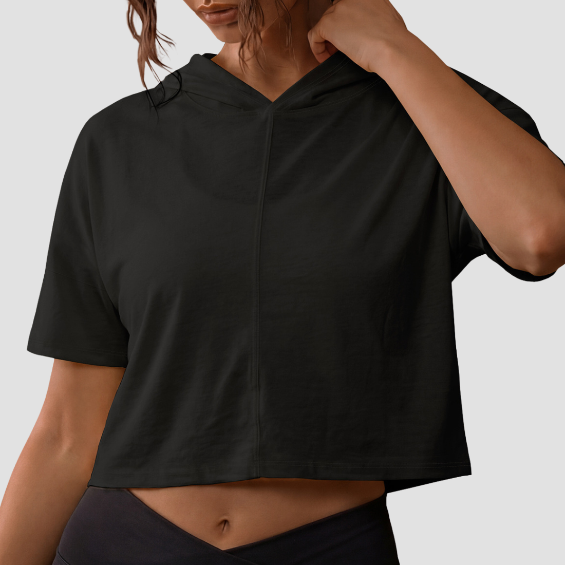 Wholesale Hooded Loose Yoga T-Shirt – Quick-Dry Short Sleeve Top