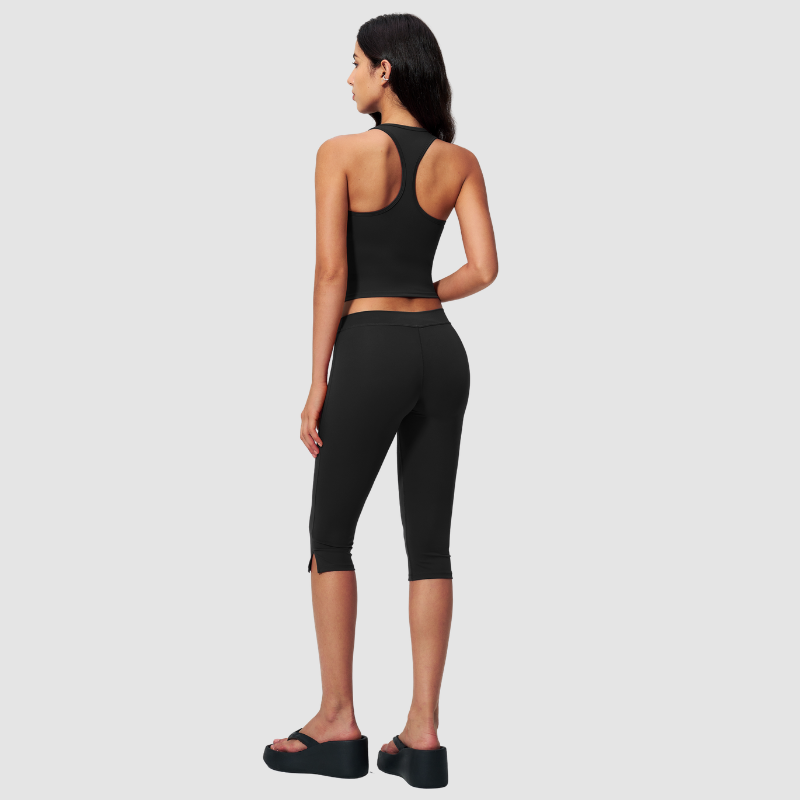 Wholesale Women's I-shape back Vest + Mid-Length Shorts Set - Butt-Lifting Yoga Gym Activewear