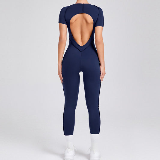 Wholesale Short-sleeved backless leggings bodysuit | Wonderxfans bulk activewear