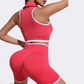 Stand collar zip vest + sports shorts two-piece set