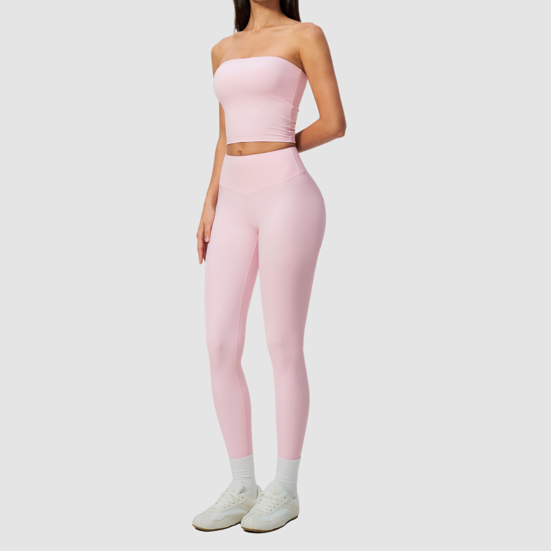 Wholesale Women’s Tube Top & High-Waist Leggings Yoga Set – Padded
