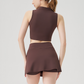 Wholesale Women's Short Sleeve Yoga Top & Tennis Skirt Set – Quick-Dry Sporty Two-Piece