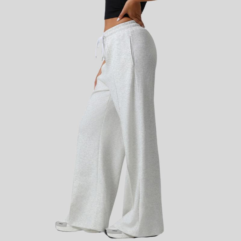 High-waisted drawstring wide-leg sweatpants