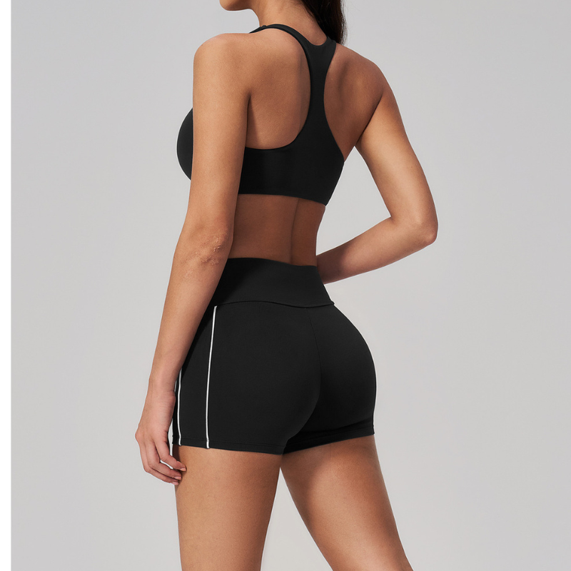 Wholesale Women's Brushed Short Sleeve Crop Top & Full-Length Leggings Set – Padded Yoga Fitness 2-Piece