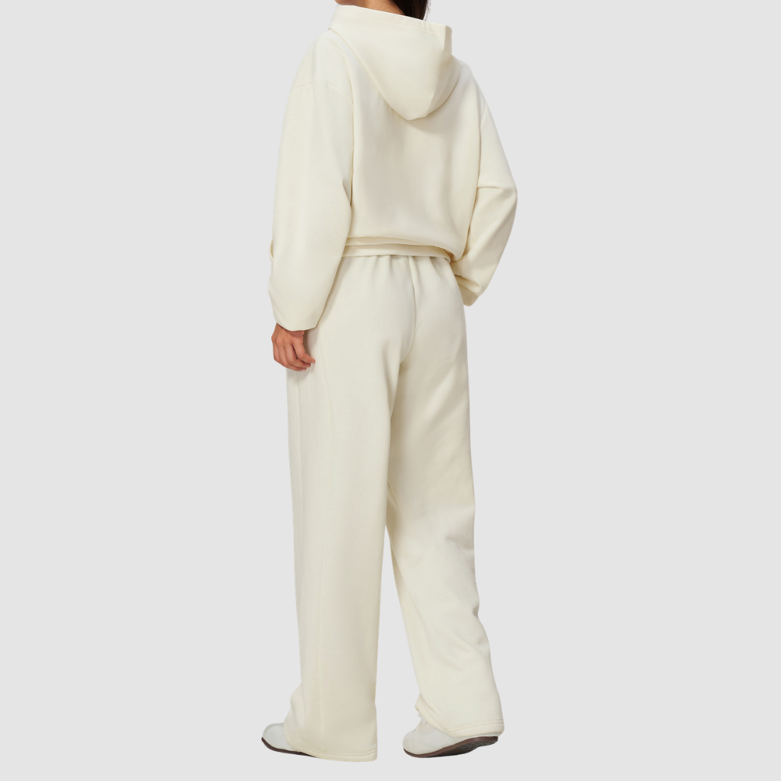 Wholesale Women's Warm Fleece-Lined Hooded Sweatshirt & Sweatpants Set