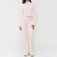 Stand-up collar yoga jacket + nude high-waisted flared pants 2-piece set