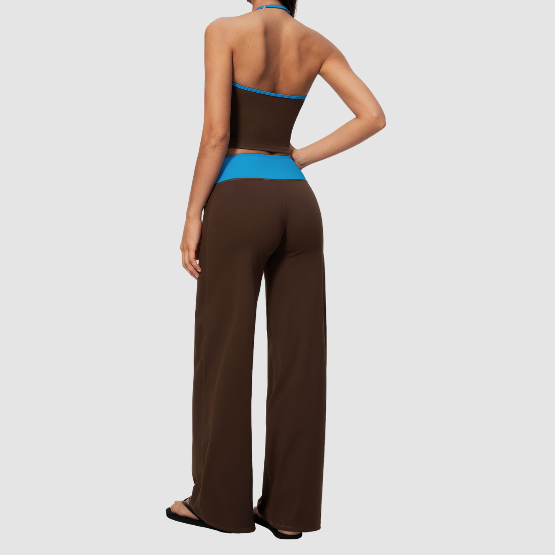 Wholesale Women’s Halter Contrast Yoga Set – Tank & Long Pants