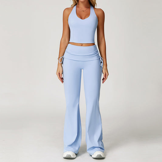 Nude Racerback yoga bra + Flared Leg pants 2-piece set