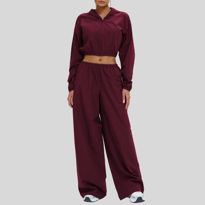 Wholesale sun protection hooded jacket + loose wide-leg pants