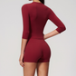 Wholesale Women's 3/4 Sleeve Crop Top & Biker Shorts Set – Seamless Yoga Activewear