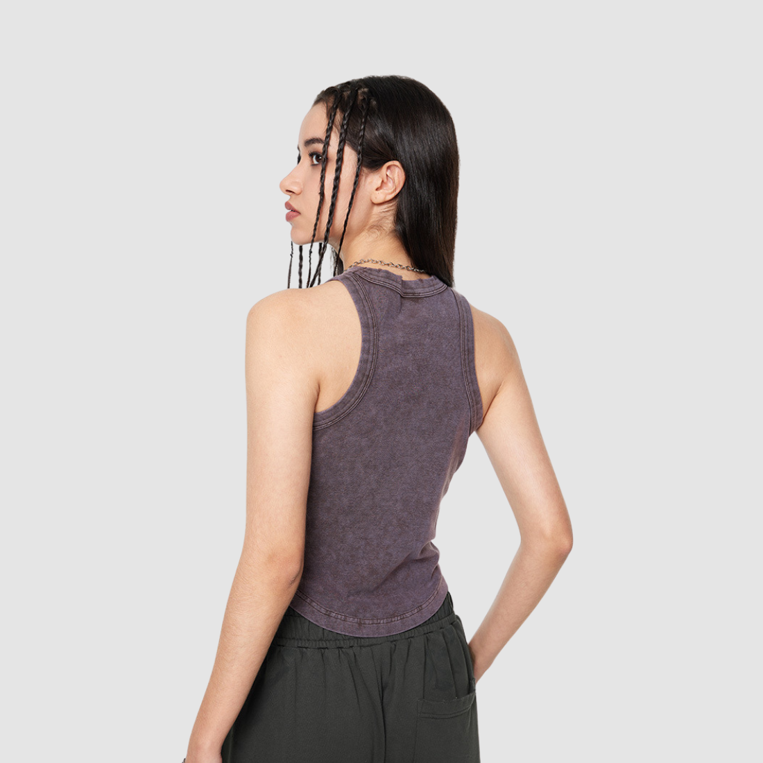 Wholesale Women’s Ruched Washed Tank – Cropped Cotton-Spandex Streetwear Top