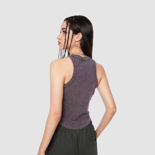 Wholesale Women’s Ruched Washed Tank – Cropped Cotton-Spandex Streetwear Top