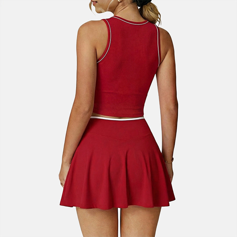 Wholesale women's tank top + A-line skirt 2-piece set