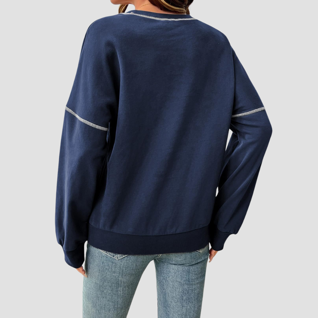 Wholesale Round Neck Seam Detail Sweatshirt – Casual Loose Sportswear Hoodie