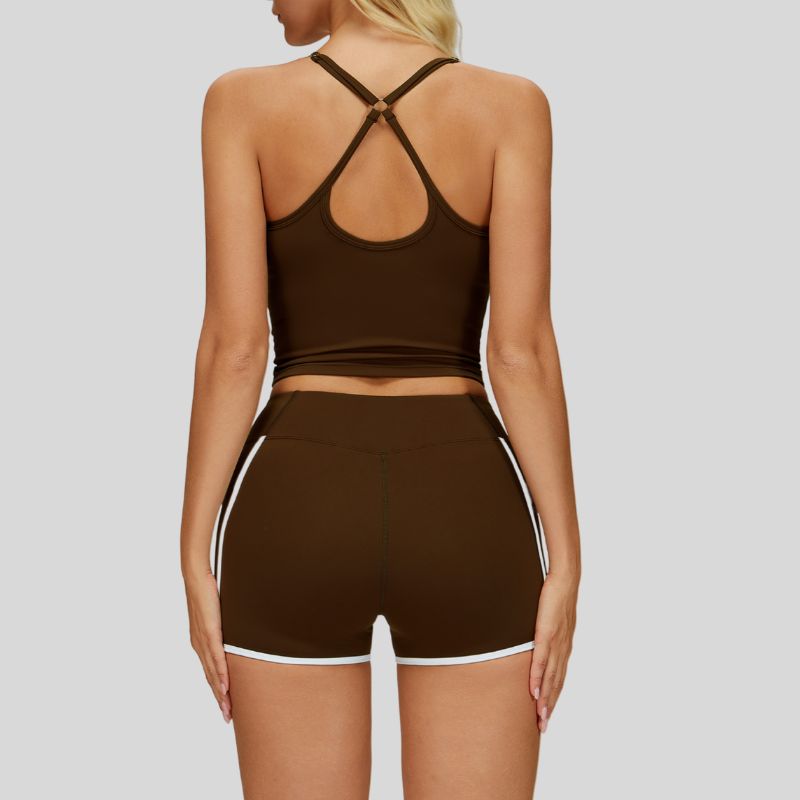 Beautiful Back Slimming Tank top+Contrasting Fitness Shorts 2-piece set