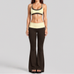 Women's Activewear Padded Faux Two-Piece Sports Bra & Flared Pants Yoga Set