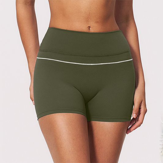 Wholesale Women's Brushed Yoga Shorts – Colorblock Tummy Control Butt Lift