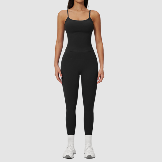 Wholesale Seam-Detail Racerback Tank Top & High-Waist Leggings Set – Brushed Yoga 2-Piece