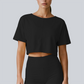Wholesale Women's Open-Back Short Sleeve T-Shirt - Pilates Bare-Feel Fitness Top