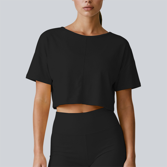 Wholesale Women's Open-Back Short Sleeve T-Shirt - Pilates Bare-Feel Fitness Top