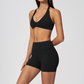 Wholesale Women's Halter Neck Yoga Set – Padded Bra & High-Waist Shorts Activewear